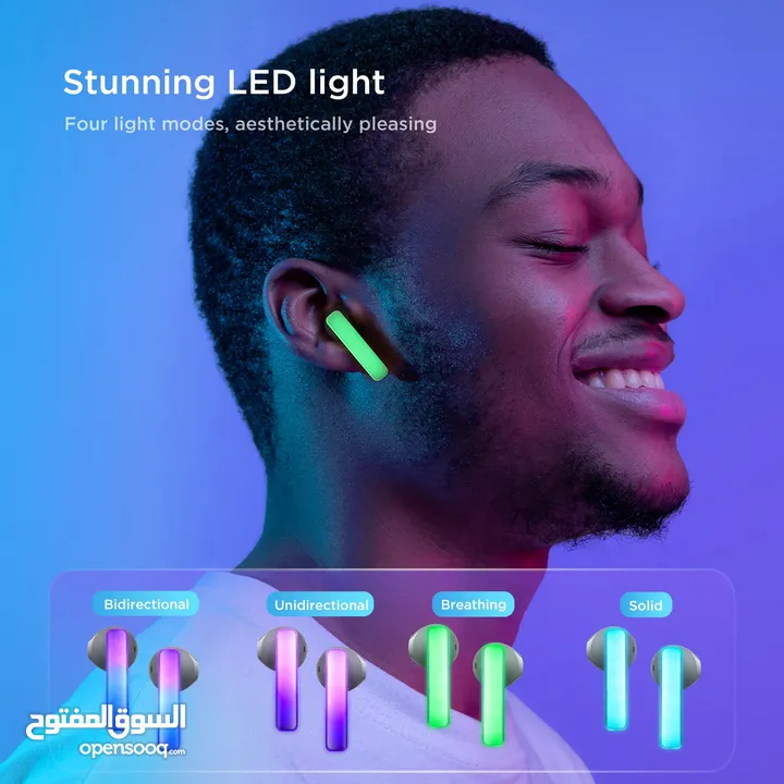 سماعات جويروم JOYROOM JR-TC1 – تصميم شفاف بإضاءة RGB وصوت عالي الدقة