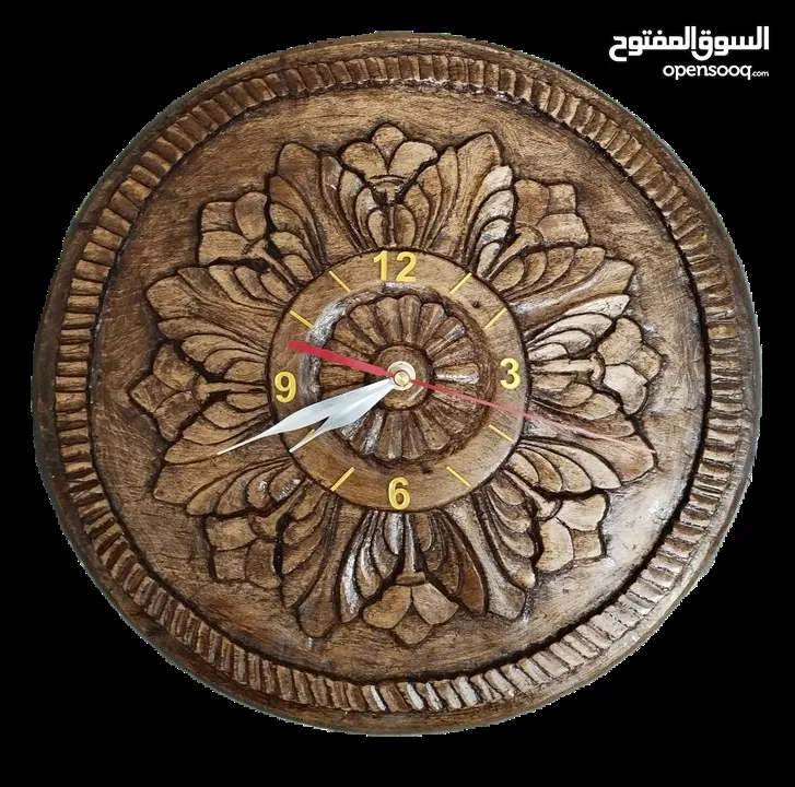 handmade flower design woodcarving clock