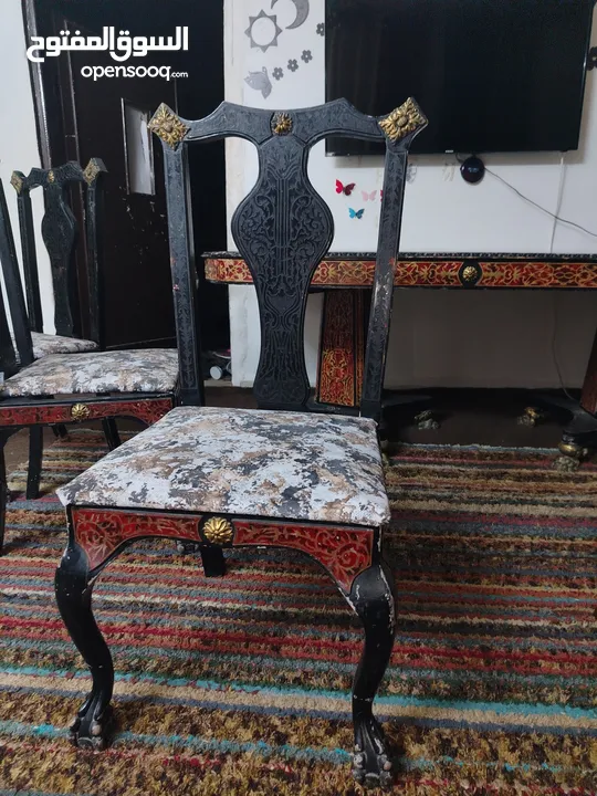 طاولة سفرة خشب زان مع كراسي