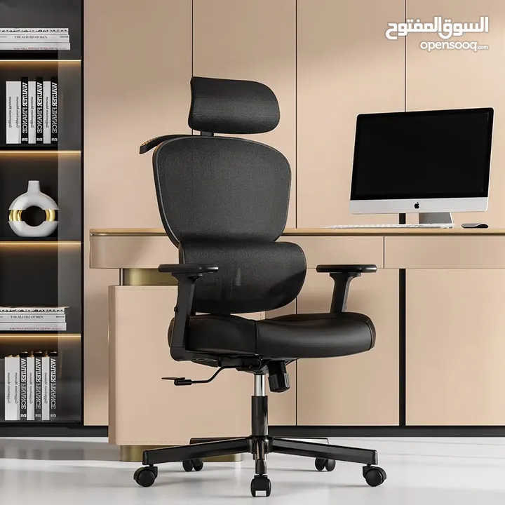 كرسي المدير الجديد مش بس كرسي، تجربة راحة فاخرة!جلد فاخر وظهر متحرك يرتفع وينخفض حسب راحتك مقعد متحر