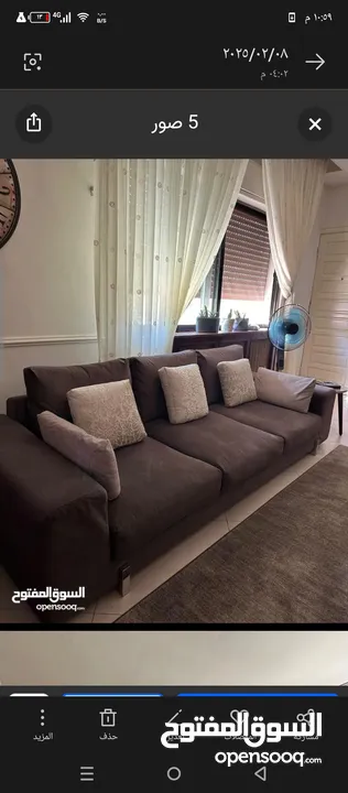 طقمين كنب ايطالي من محلات ميزو 6مقاعد ثلاثيه وثنائيه ومفردة واحده وكنب امريكي ثلاثيه وثنائيه للبيع