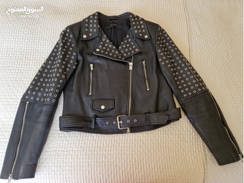 Leather biker jacket Zara Size M