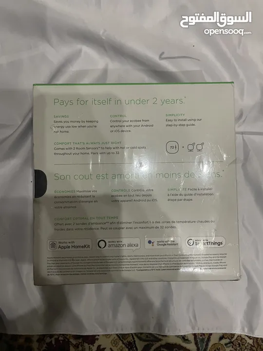 ecobee3 Lite Smart Thermostat يدعم النظم الذكية (اليكسا و مساعد قوقل و أمازون)