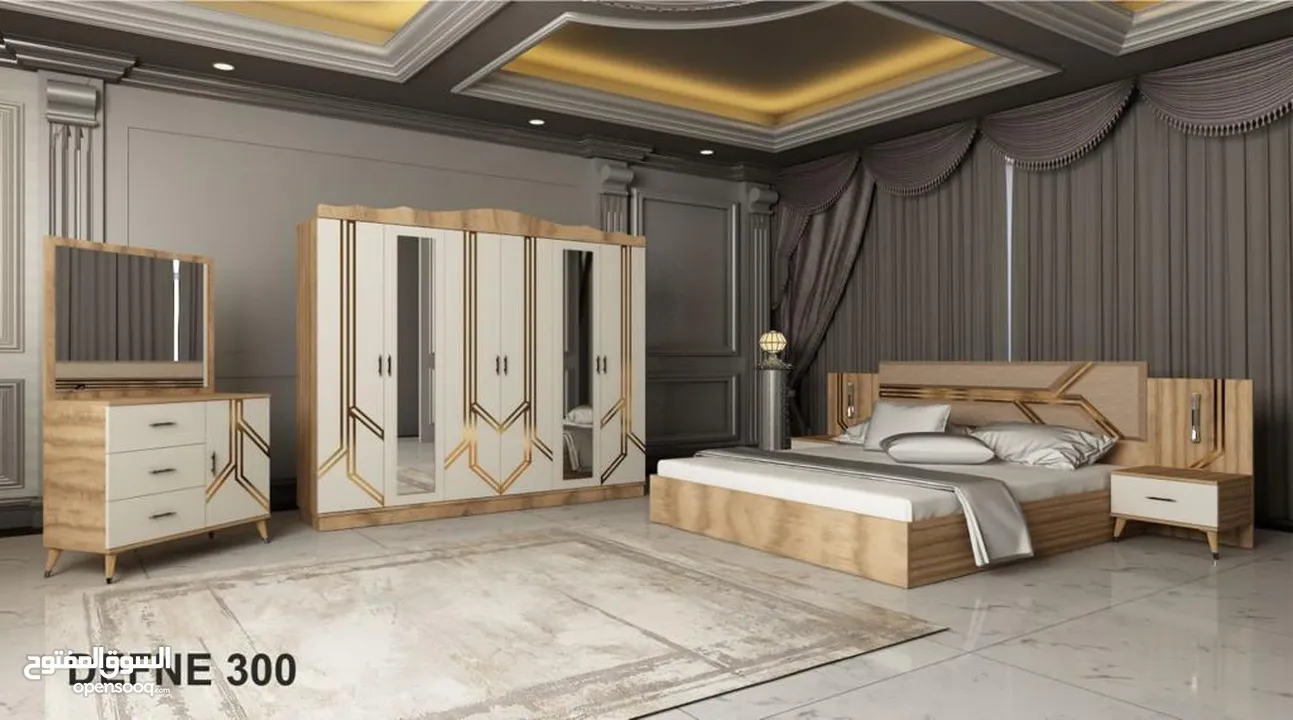 غرف نوم تركي 7 قطع شامل التركيب والدوشق الطبي