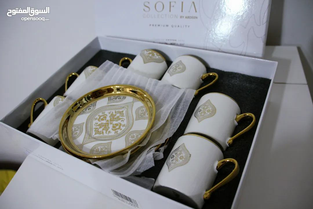 طقم فناجين قهوة ابيض مذهب فاخر Golden white coffee cups set