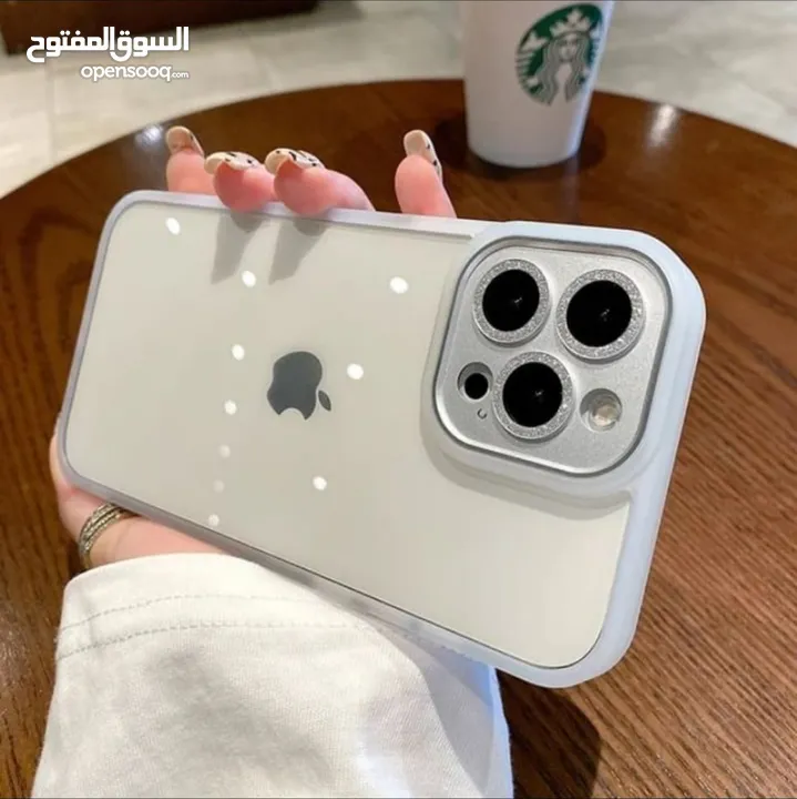 كفر فاخر شفاف ملون حواف مع بريق كميرا