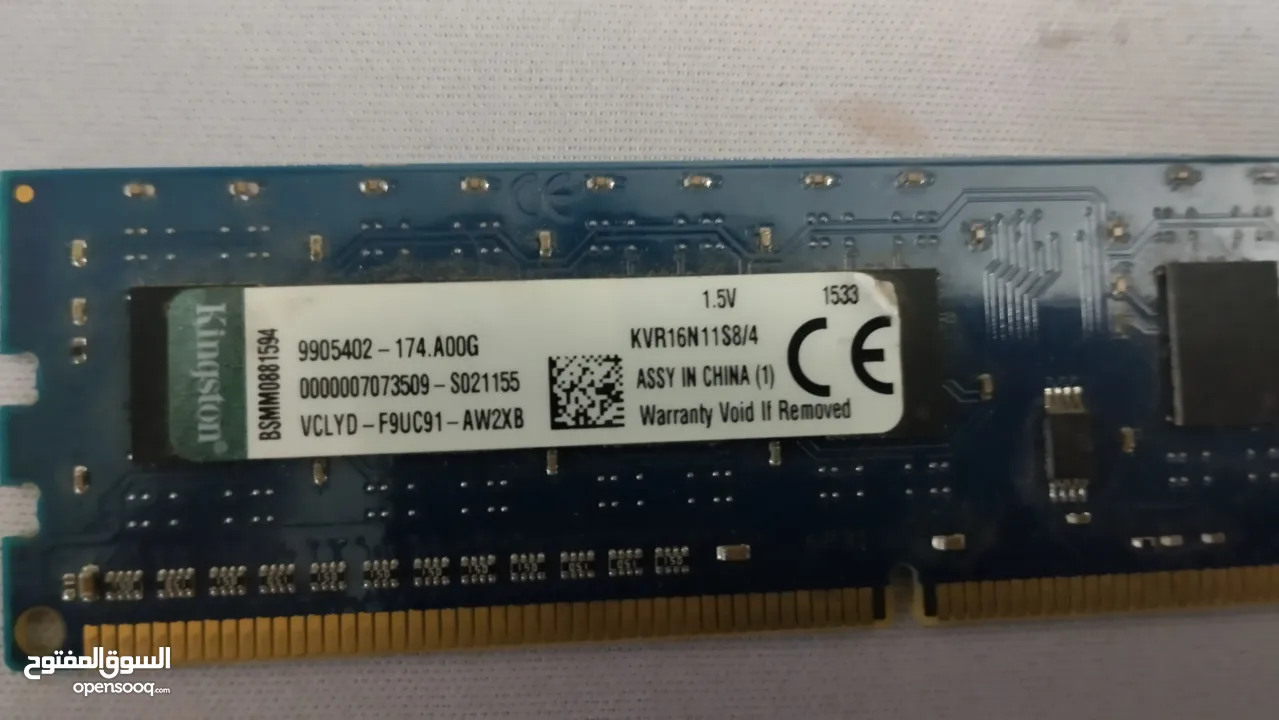 حبتين رام 4gb-4gb ddr3  1600MHz Kingston شغال 100%