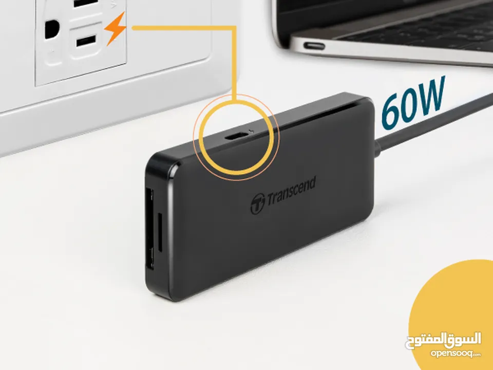 موزع USB HUB عالي السرعة 3.1 و  Transcend HUB5C Type-C 6 in one Port USB HUB SuperSpeed 3.1