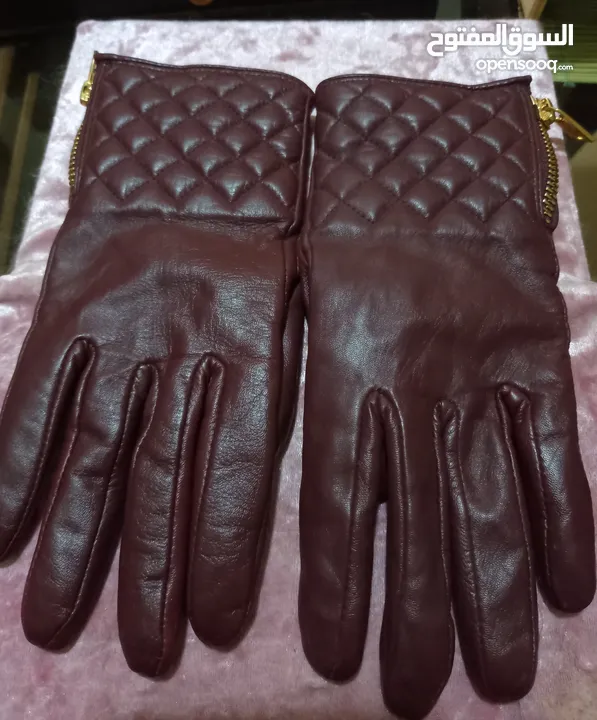 قفازات gloves جلد براند مسيمودوتي جديد دولتشي وشانيل وشواروفسكي وجيس