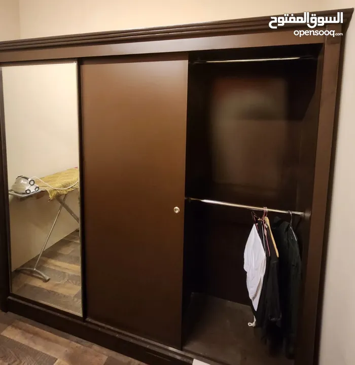 3 door sliding closet wardrobe with mirror brown wood