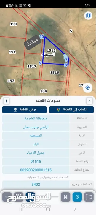 أرض للبيع من المالك 3 دونم 400 م بجنوب عمان منطقة المسيطبة لواء أم الرصاص  شامل الرسوم