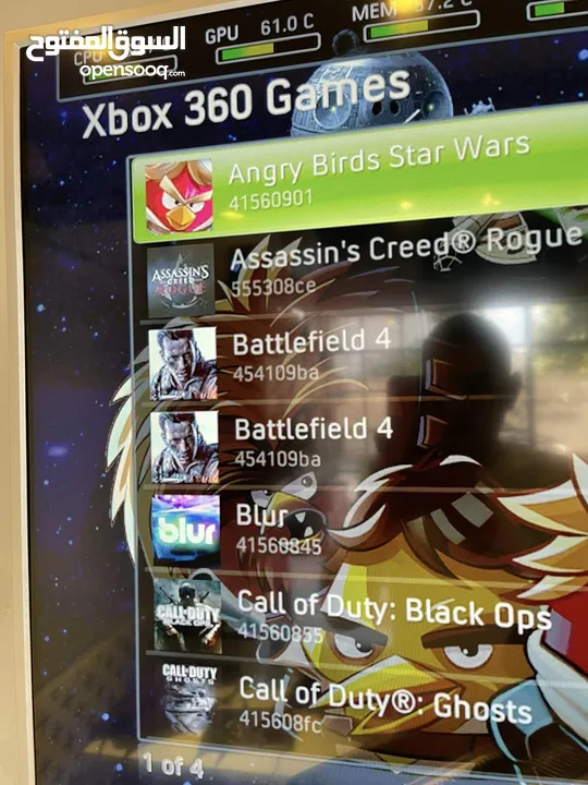 أكسبوكس 360 نظيف جدا مهكر مع 250 لعبة و ايدتين جداد فقط