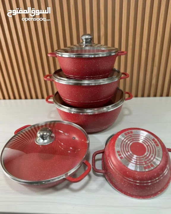 طقم طناجر جرانيت سكب  ثقيل أثقل وافضل نوعية في السوق  5 قطع مكفول 5 سنوات ارضية  إندكشن يعني مستحيل