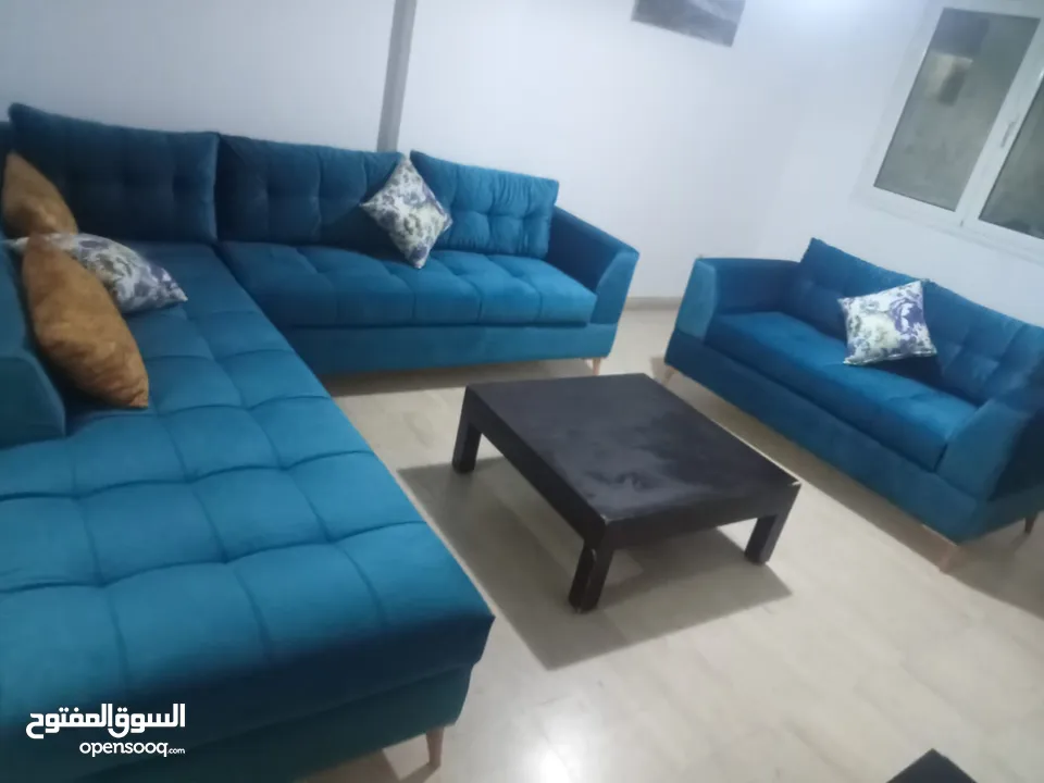 شقة مفروشة متكونة من غرفتين و صالة للايجار باليوم على طريق المرسي في تونس العاصمة