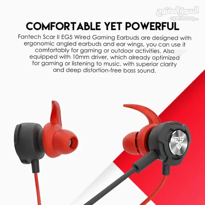 سماعات ألعاب فانتيك مع مايك خارجي وداخلي صوت عالي SCAR II EG5 Wired Gaming Earbuds