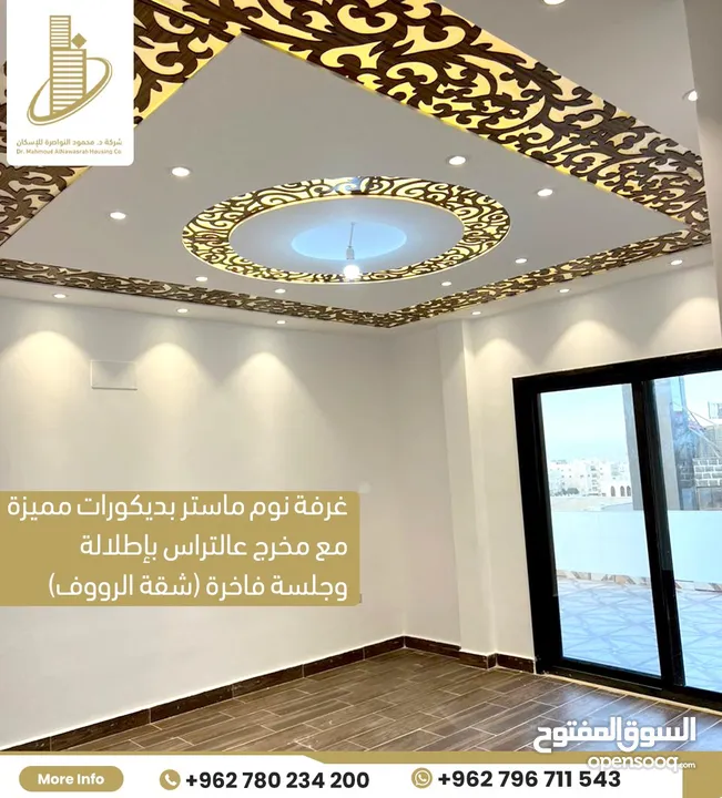 رووف طابقي 370م (170م بناء+200م ترسات خارجية) مسجلة كاملة عالقوشان للمالك (كراج ومصعد شبه مستقل)