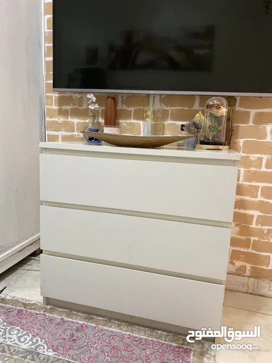 White wardrobe with three spacious drawers, almost brand new