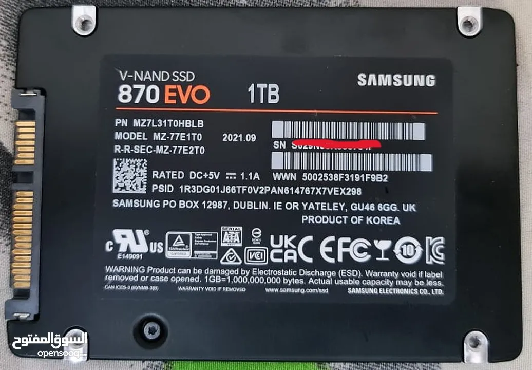 للبيع  SSD 1TB SAMSUNG 870 EVO SSD مع SSD 500GB SAMSUNG 850 EVO SSD