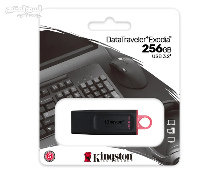 Kingston Data Traveler 256GB USB 3.2 Flash Drive فلاشه يو اس بي من كنجستون بحجم 256 جيجا 