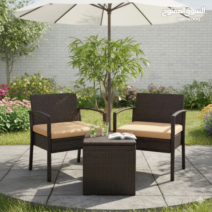 طقم جلسة خارجية أنيق ومريح استمتع بأوقات الراحة والاسترخاء في الحديقة أو       البلكونة مع هذا الطقم