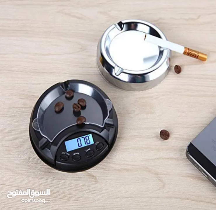 ميزان صغير شكل منفضة سجاير ميزان صغير دقيق 0.01 يزن لغاية 100g