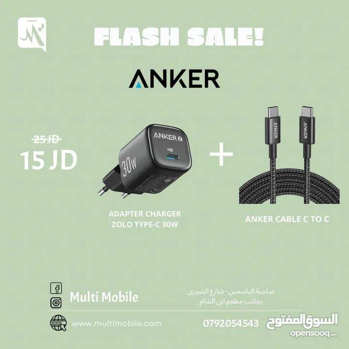 Anker adaptar 30 w + cable C to C