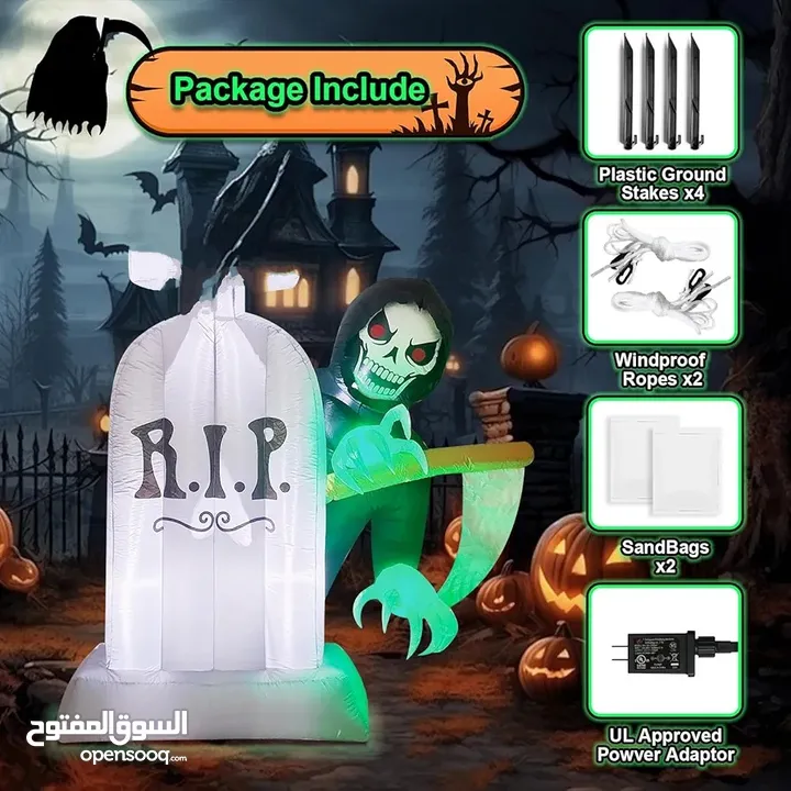 ديكورات الهالوين القابلة للنفخ من Trrisaun بطول 6 أقدام Trrisaun 6ft Inflatable Halloween Decoration