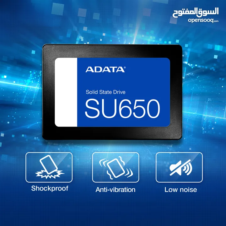هارد دسك اس اس دي دي داخلي لأجهزة الكومبيوتر 256GB ADATA SU650 3D NAND 15X GAMING SSD