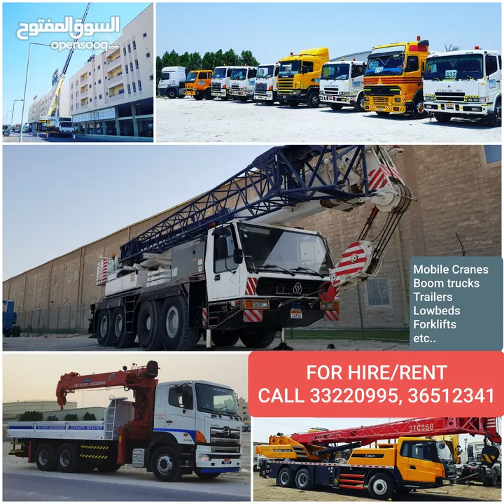 CRANES , TRAILERS , BOOM TRUCKS , MANLIFT available