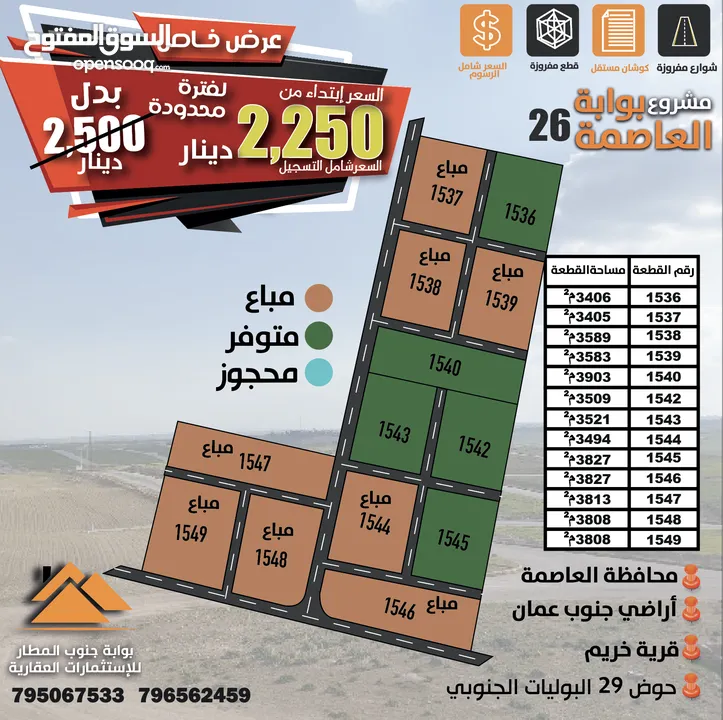 يا بلاش 2250 دينار ثمن كامل الارض تابعه للعاصمه عمان لحق حالك واستثمر لك ولاولادك