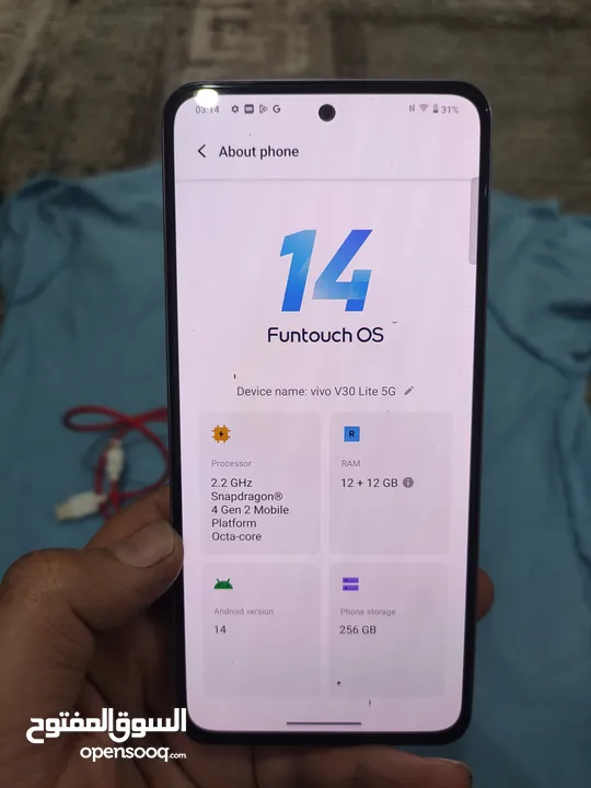 VIVO V30 lite 265 mint condition بحالة الجديد 12 ram