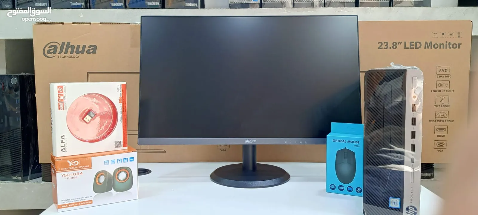كمبيوترات مع شاشات 24 انش جديده HP AMD RYZEN PRO3 بمواصفات قويه جدا وبسعر مغري فقط