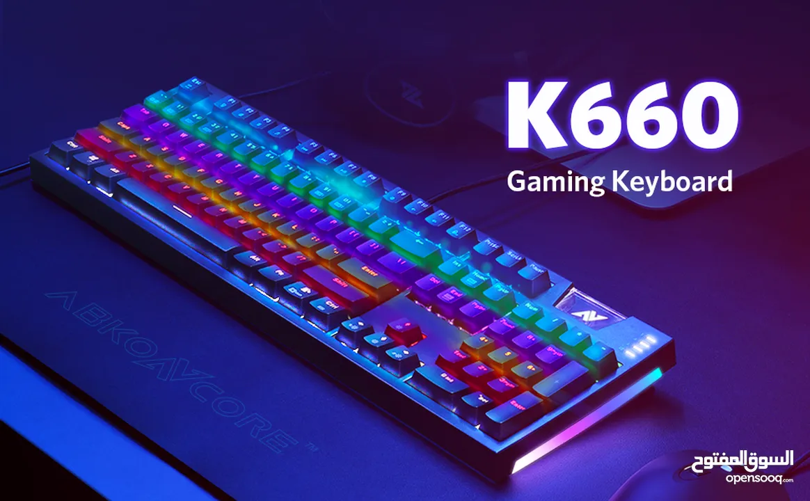 كيبورد الجمينج الاحترافي Abkoncore K600 RGB الميكانيكي بسعر حرق