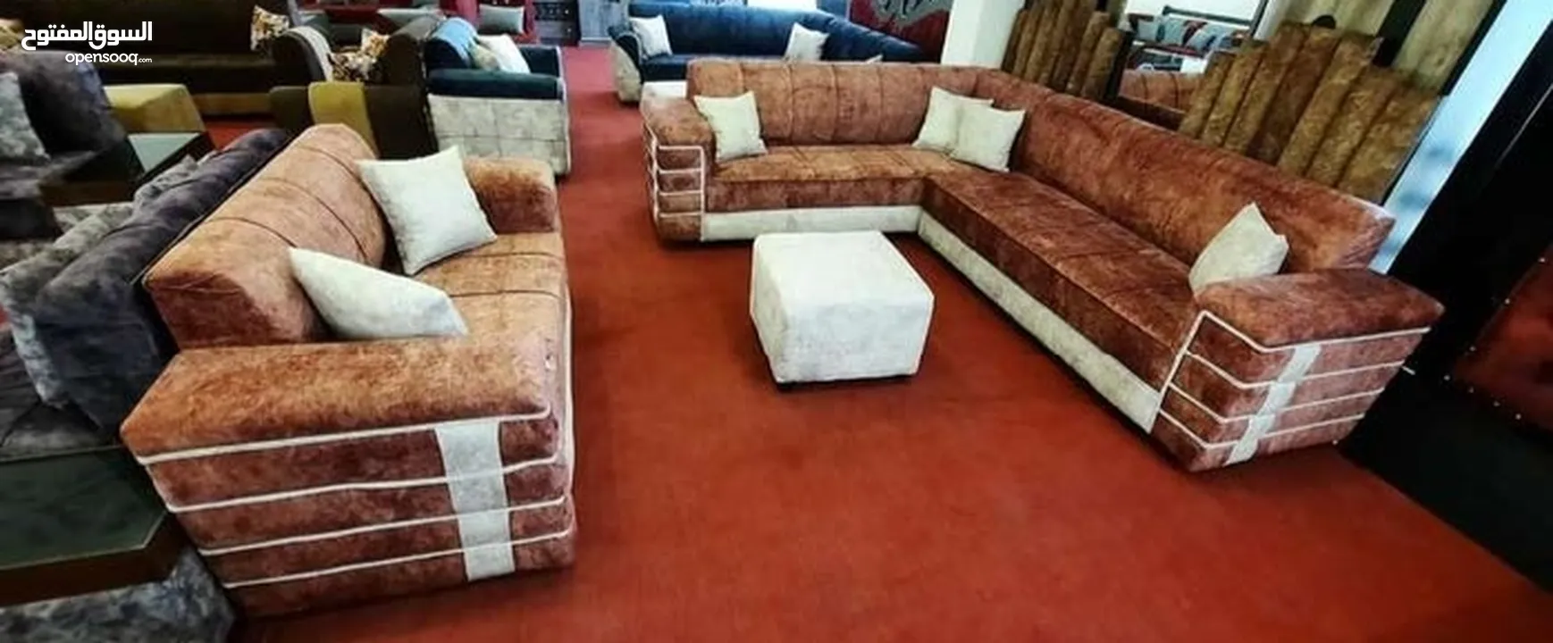 اطقم كورنر حرف ال مع مجوزه 9مقاعد جميع الالوان متوفره عرض لاخر الشهر من المصنع بسعر الجمله