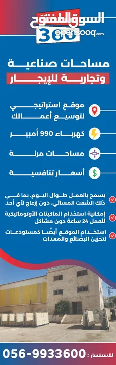 مساحات للمشاريع التجارية والصناعية