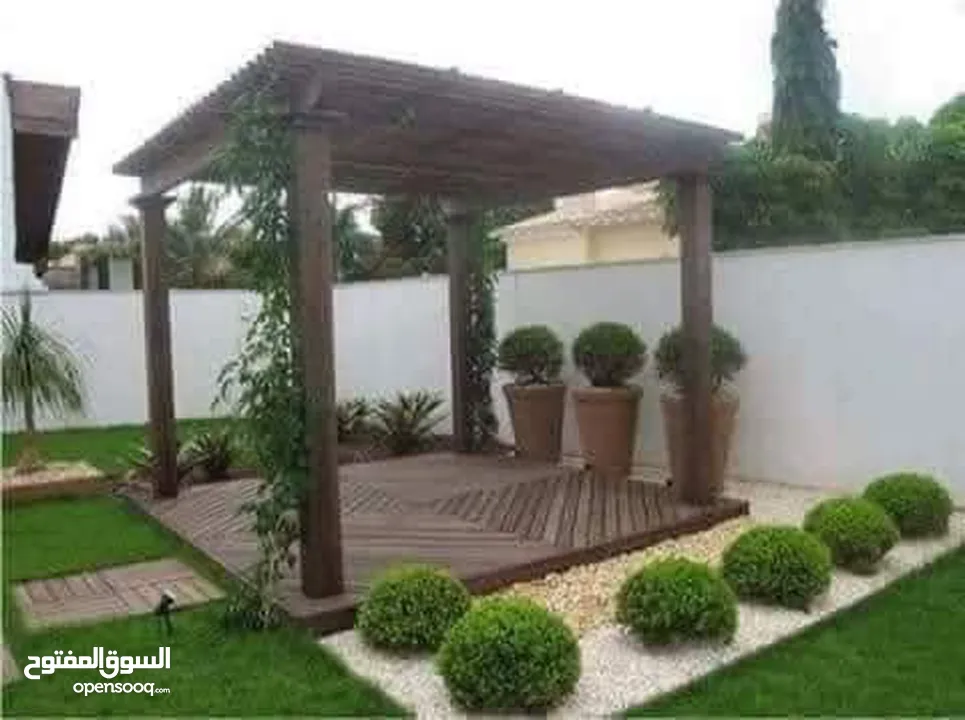 تنسيق الحدائق  نجيل بناء شلال نافورة باربكيو