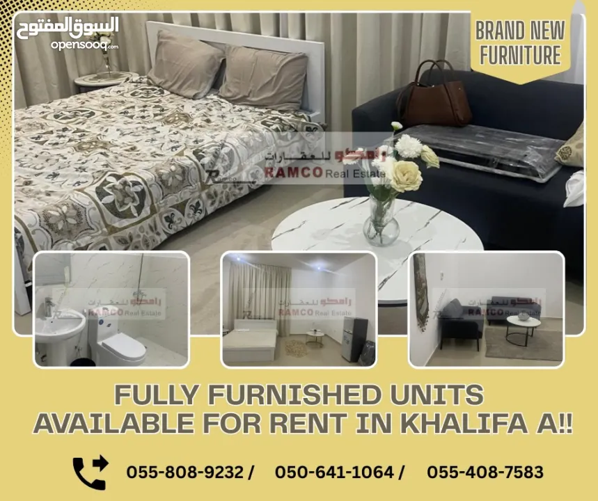 فيلا الايجار في خليفه الف استوديوهات و غرفه وصاله اول ساكن مفروش وغير مفروش