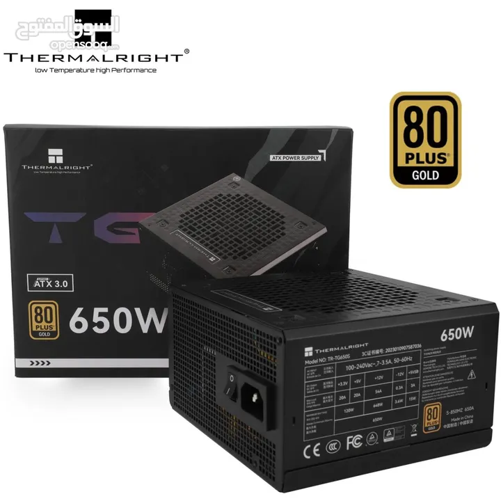 باور سبلاي - مزود طاقه لأجهزة الجيمنج بسعة 650 واط من شركة ثيرمال رايت THERMALRIGHT 650W 80+ GOLD