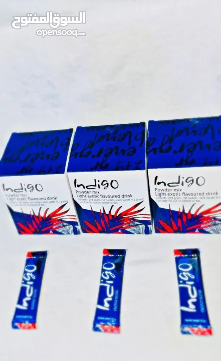 مشروب طاقة Indigo جديد طبيعي 100 % مشروب طاقة أنديغو الأصلي بوكس كامل 30 كيس بسعر منافس