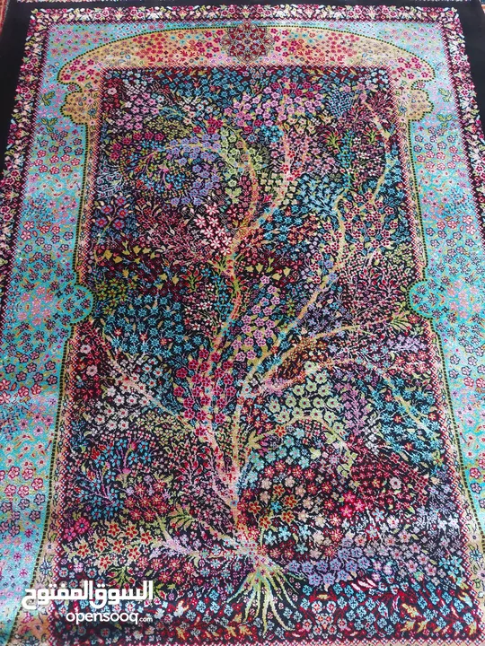 سجاد حرير تعليق إيراني-الوان طبيعية-حجم 90×60 سم جديد