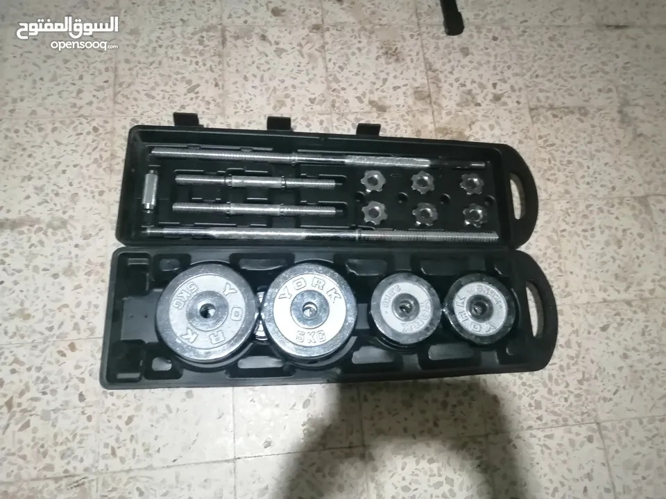 شنطة اثقال كروم تحتوي بار ودامبلز واوزان استعمال اسبوع