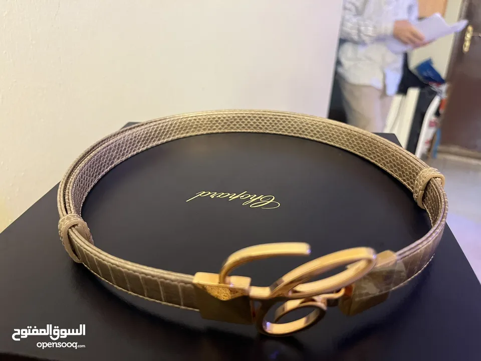 حزام  Chopard Chopard Metallic Gold Python Embossed Leather Miss Happy Belt 115CM