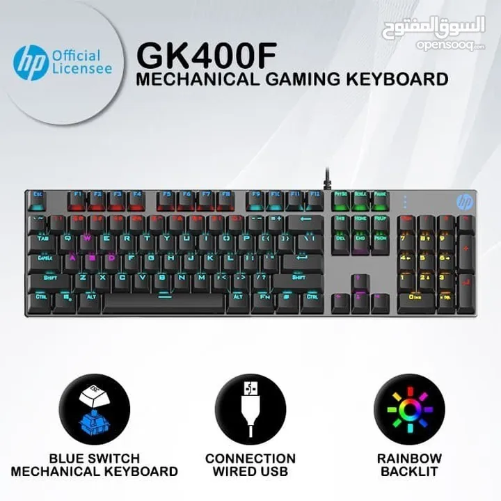 GK400F keyboard hp Mechanical Gaming كيبورد جيمنج من اتش بي مواصفات ممتازة مضيئ  