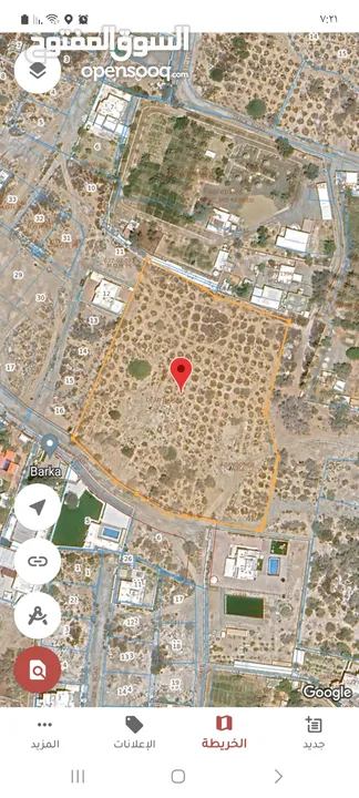 للبيع مخطط سكني في بركاء النعمان شمال المساحه الإجماليه 15070 متر 