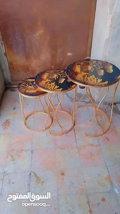,طاولات معدن بلور طباعه