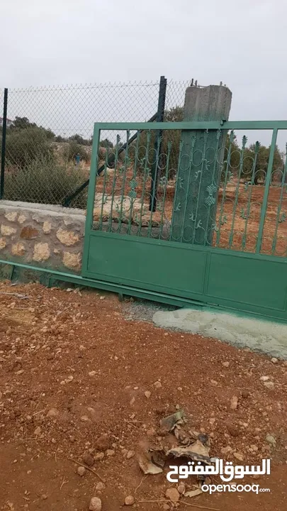 أرض زراعية مجهزة بالكامل عالية و مشرفة مزروعة زيتون مثمر و أشجار واصل جميع الخدمات