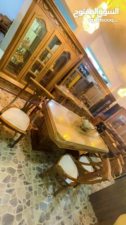 غرفة سفرة مصرية مودرن 3 قطع تفصيل خشب زان فاخرة ومميزة