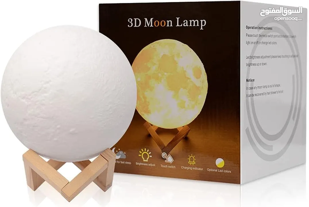 Touch Table Desk Lamp Changing Lights Led 3D Moon Night lamp with Acrylic ball & ABS Base & USB Char