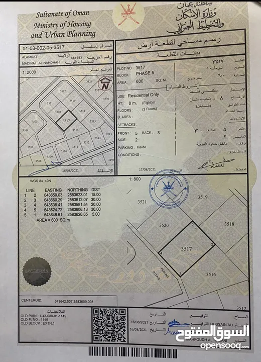 أرض سكنية للبيع في العامرات