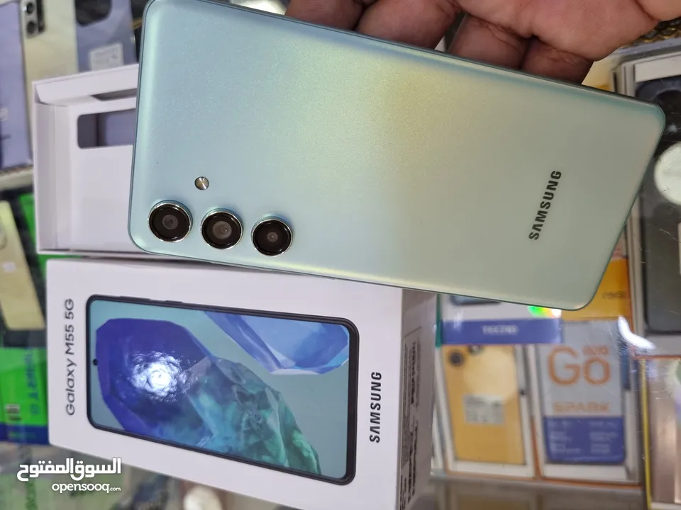مستعمل ايام Samsung M55 5G رام 16 جيجا 256 أغراضة والكرتونه الأصلية متوفر توصيل